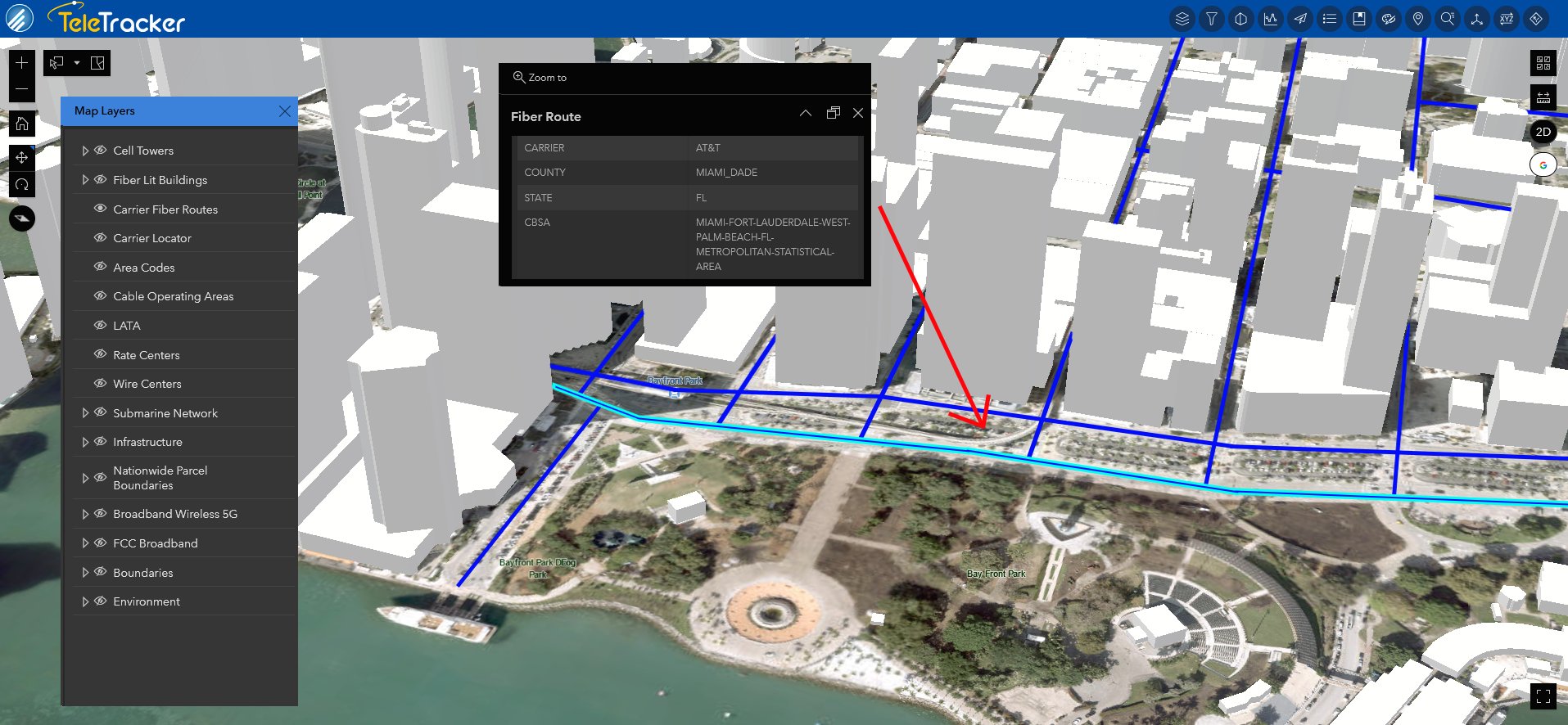 Miami CFR_Imagery PS Connecting line GeoTel's professional services include fiber infrastructure research which focuses on advancing the development, deployment, and optimization of fiber optic networks.