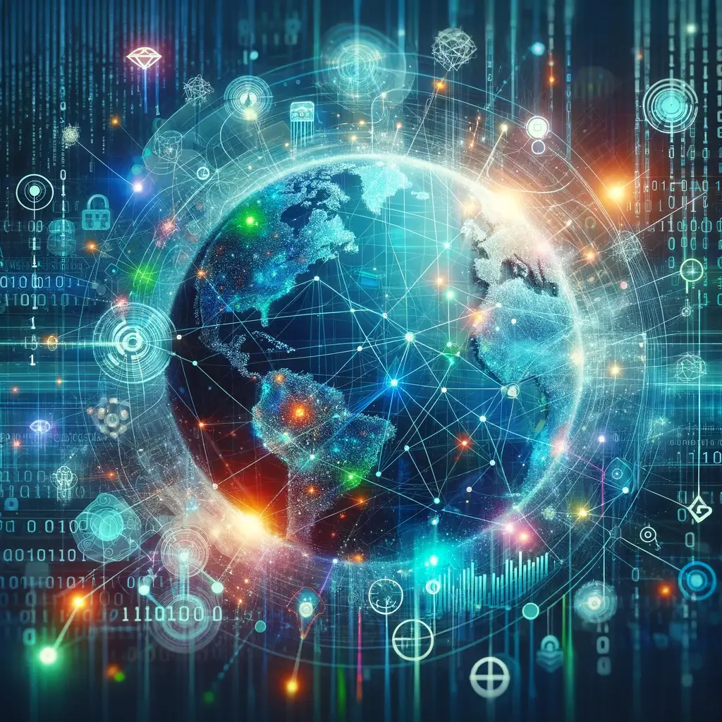 A globe with digital signs everywhere.