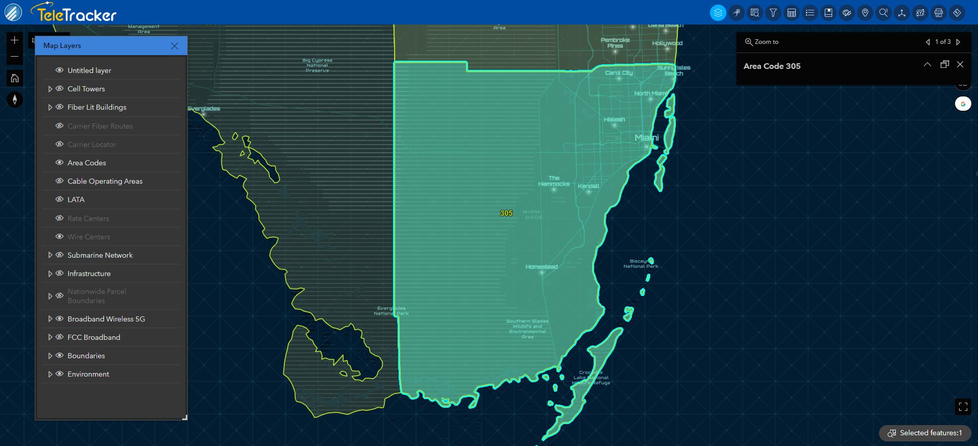 Area Codes_Miami_Nova base_CROPPED Area Code Boundaries